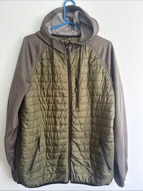 Olive Green Wrangler Quilted Hooded Jacket - Lightweight Men's Coat